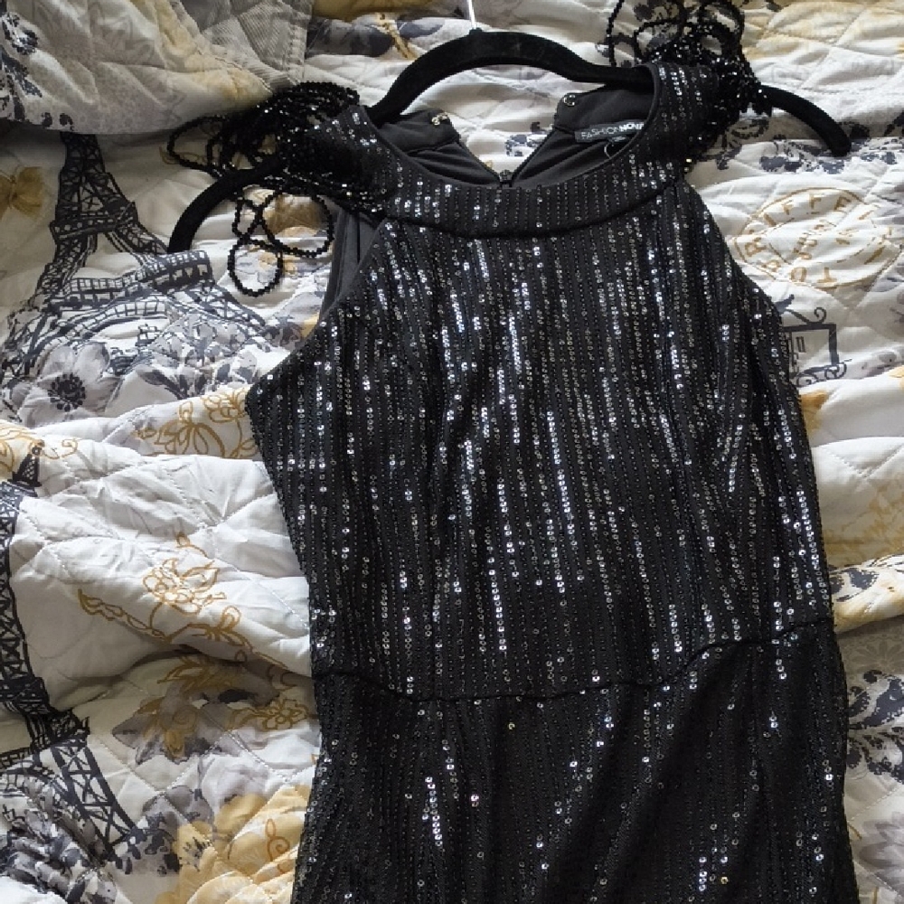 Fashion Nova Black Sequin Prom Dress